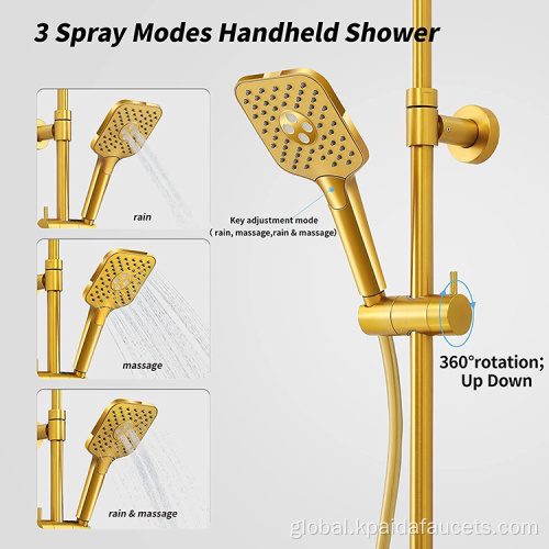 Luxury Shower Set High End Bathroom Rainfall Exposed Polish gold Luxury Hotel Shower Sets and Faucets Bath Shower Mixer Supplier